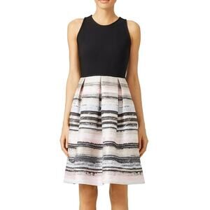 Carmen Marc Valvo Black and Blush Stroke Dress